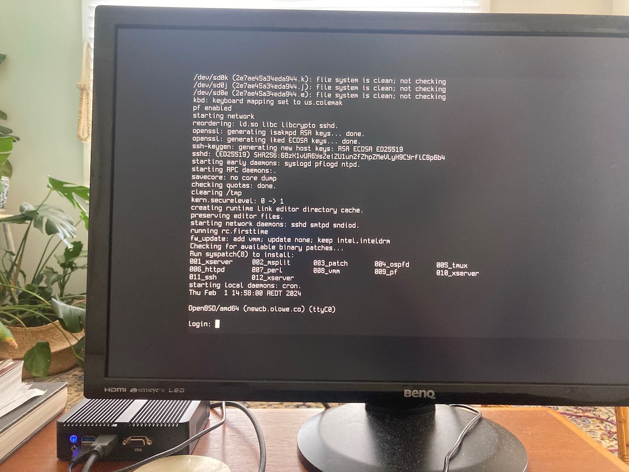 successful boot to login prompt