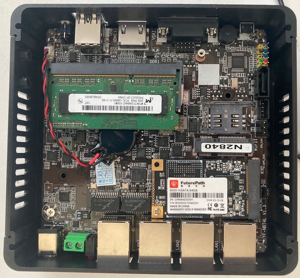 inside of mini PC and motherboard
