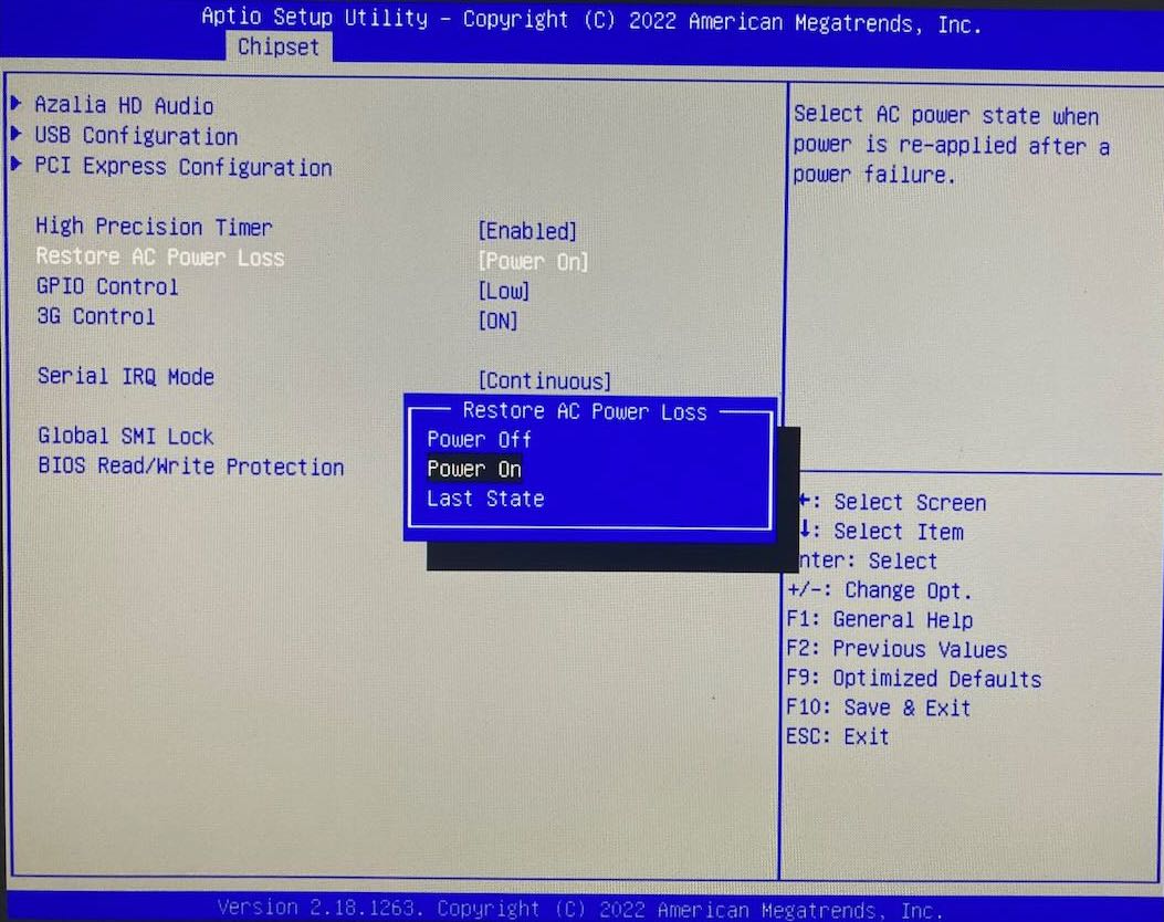 setting automatic power on in BIOS